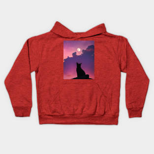 Cat Watching the Sunset Kids Hoodie